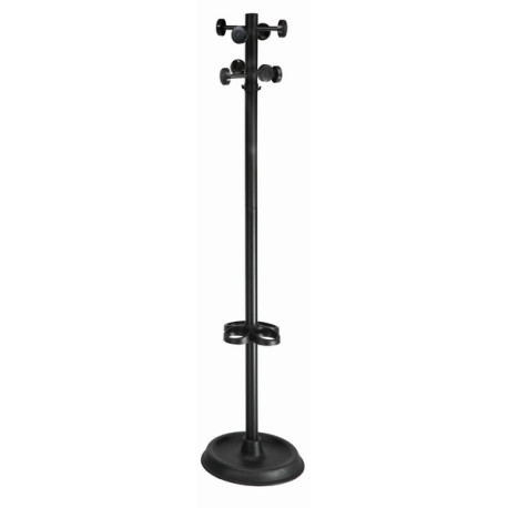 Attaccapanni in Acciaio Cromato, con terminali piedini in plastica. colore nero Ø 42 x cm 170 h