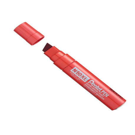 Marcatore permanente N50XL - punta scalpello - rosso - Pentel