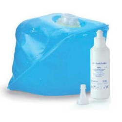 Gel liquido per ultrasuoni in sacca morbida da 5000 ml, fornito con flacone vuoto da 260 ml