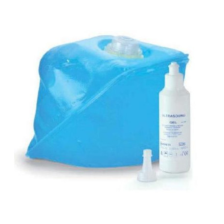 Gel liquido per ultrasuoni in sacca morbida da 5000 ml, fornito con flacone vuoto da 260 ml