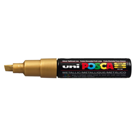 Marcatore Uni Posca PC8K  - punta a scalpello 8mm - oro - Uni Mitsubishi