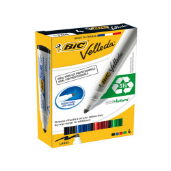 Marcatori Whiteboard Marker Velleda 1701 Recycled Bic - punta tonda 1,5mm - astuccio 4 colori  - Bic