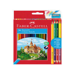 Matita colorata eco Il Castello + 3 bicolor + 1 grafite - colori assortiti - Faber-Castell - astuccio 36 pezzi
