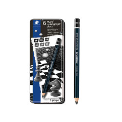 Matita di grafite  tipo carboncino Mars Lumograph Black - 4 gradazioni - Staedtler  - conf. 6 pezzi