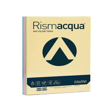 Carta Rismacqua - A4 - 200 gr - mix 5 colori - Favini - conf. 125 fogli